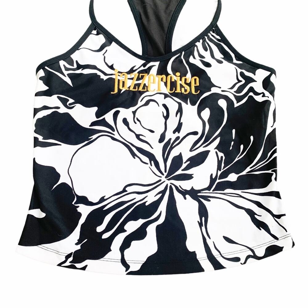 Vintage Jazzercise Floral Athletic Workout Dance Tank Top Activewear Abstract L - Picture 4 of 6